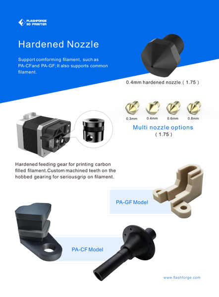 Flashforge Guider IIS 2S 3D Printer Nozzle kit hardened steel
